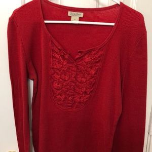 Lucky Brand embroidered front long sleeve thermal